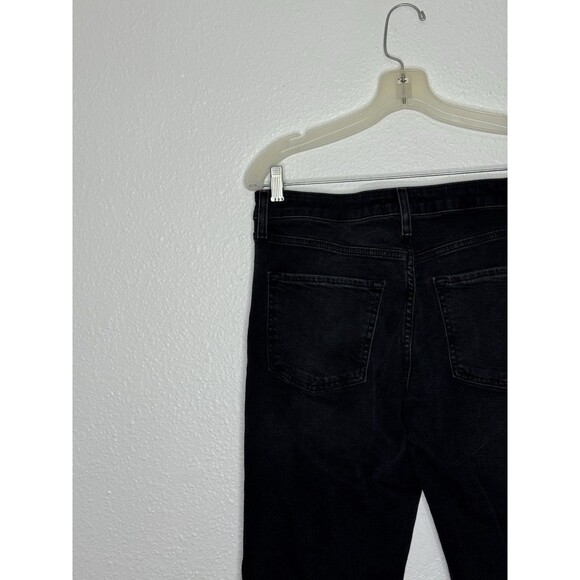 Forever 21 Flared Leg Jeans Womens 30 Black Wide Leg Denim Bell Bottoms Raw Hem - Picture 8 of 16